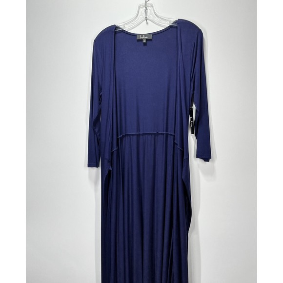 Lulus Maxi Wrap Dress Garden District Blue Stretchy 3/4 Sleeve Style 43153 Large - Picture 4 of 16